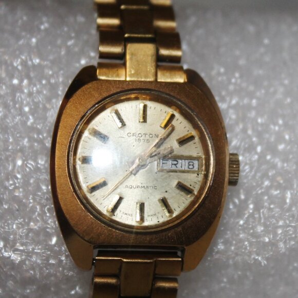 Vintage Antique Croton 1878 Aquamatic Day Date Watch Timepiece - Picture 2 of 6
